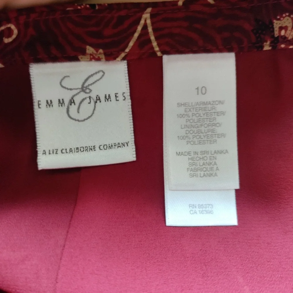 Emma James Liz Claiborne Burgundy Floral Scroll Maxi Wrap Skirt Size 10 EJMU1154